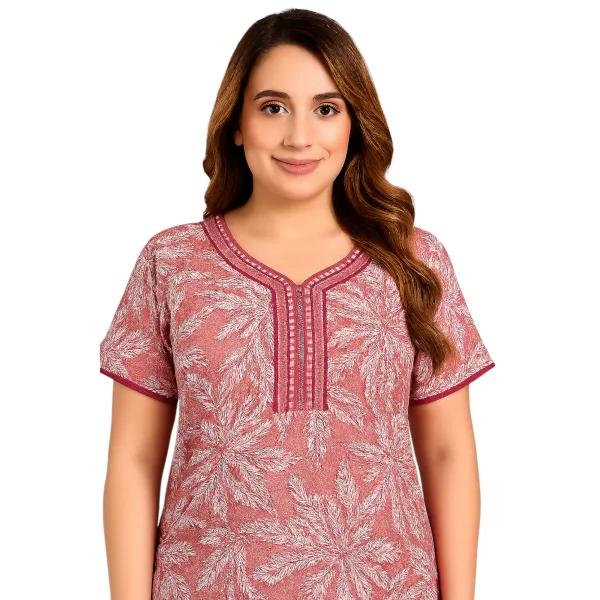 Women Alpine Nighty Simple Design Breathable Nightwear