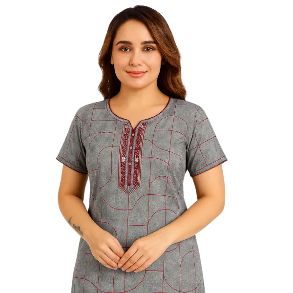 Women Alpine Nighty Breathable Fabric Everyday Sleepwear