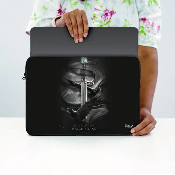 " NOW MY WATCH BEGINS #GOT" Laptop Sleeves:Bold Modern Design for Every Size