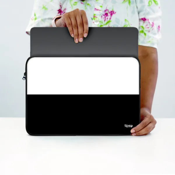 "50:50 Black and White" Laptop Sleeves:Bold Modern Design for Every Size