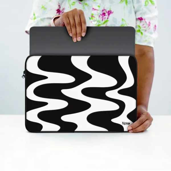 "Black and white Abstract" Laptop Sleeves:Bold Modern Design for Every Size