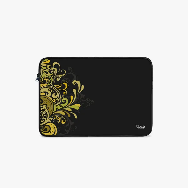 " Black Abstract Leaf" Laptop Sleeves:Bold Modern Design for Every Size