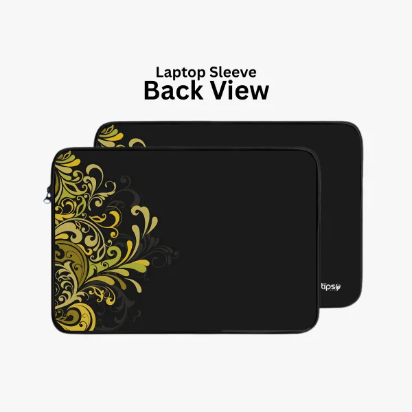 " Black Abstract Leaf" Laptop Sleeves:Bold Modern Design for Every Size