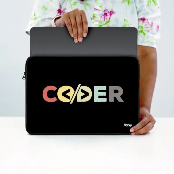 "CODER: IT PERSON" Laptop Sleeves:Bold Modern Design for Every Size