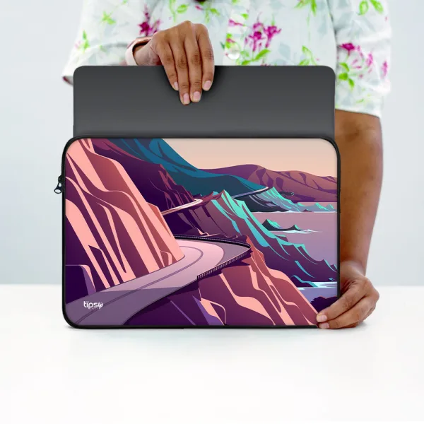 "Scenic Road Illustration" Laptop Sleeves:Bold Modern Design for Every Size