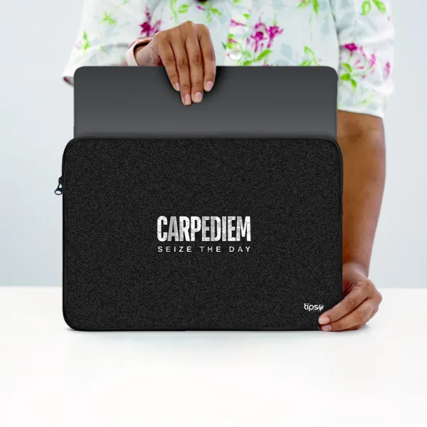 "CARPEDIEM- LIVE AT THE MOMENT" Laptop Sleeves:Bold Modern Design for Every Size