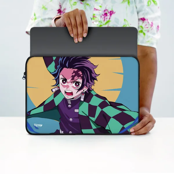 "TANJIRO KAMADO : DEMON SLAYER ANIME  THEME" Laptop Sleeves: Bold Modern Design for Every Size
