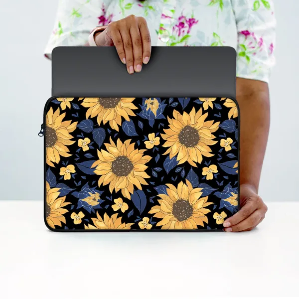 "SUNFLOWER THEME " Laptop Sleeves: Bold Modern Design for Every Size