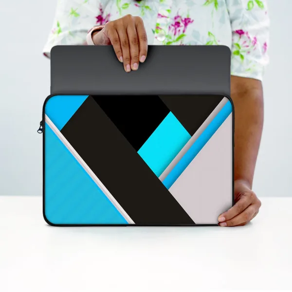 "Stipe Shade Blue and Black" Laptop Sleeves: Bold Modern Design for Every Size