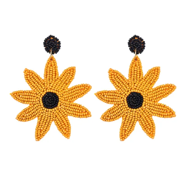 Handmade Beaded Sunflower Earrings