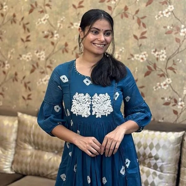 Women's Cotton Hand Block Printed Anarkali Kurti