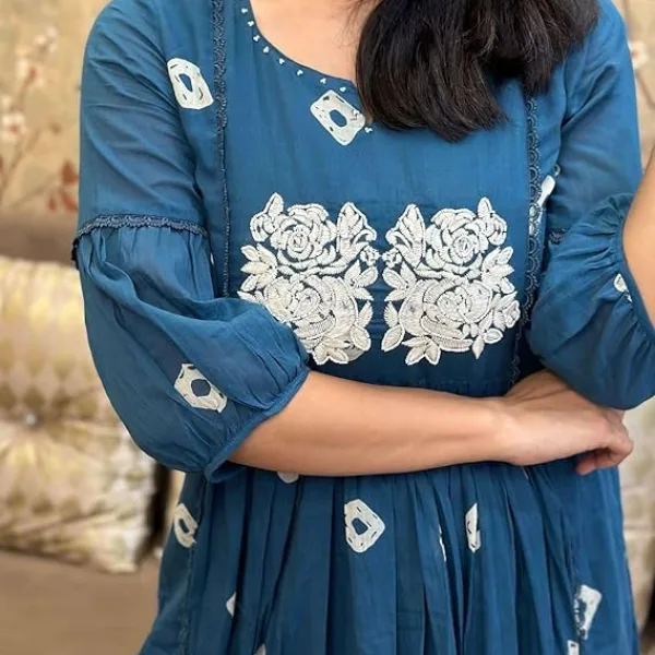 Women's Cotton Hand Block Printed Anarkali Kurti