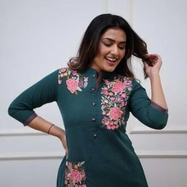 Women's Cotton Printed Straight Kurti with Pant