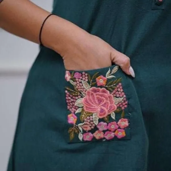 Women's Cotton Printed Straight Kurti with Pant