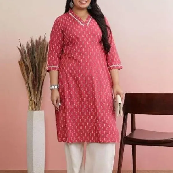 Women's Cotton Plain Streight Kurta with Palazzo