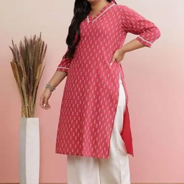 Women's Cotton Plain Streight Kurta with Palazzo