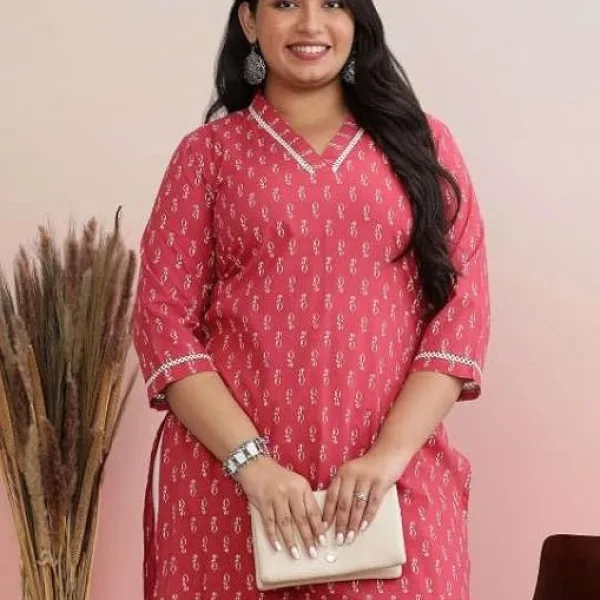 Women's Cotton Plain Streight Kurta with Palazzo