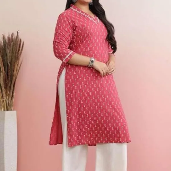Women's Cotton Plain Streight Kurta with Palazzo