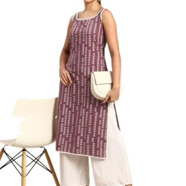Women's Rayon Printed Straight Kurti with Pant Set