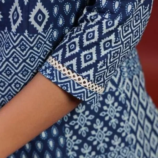 Women's Cotton Printed A-Line Kurti with Pant