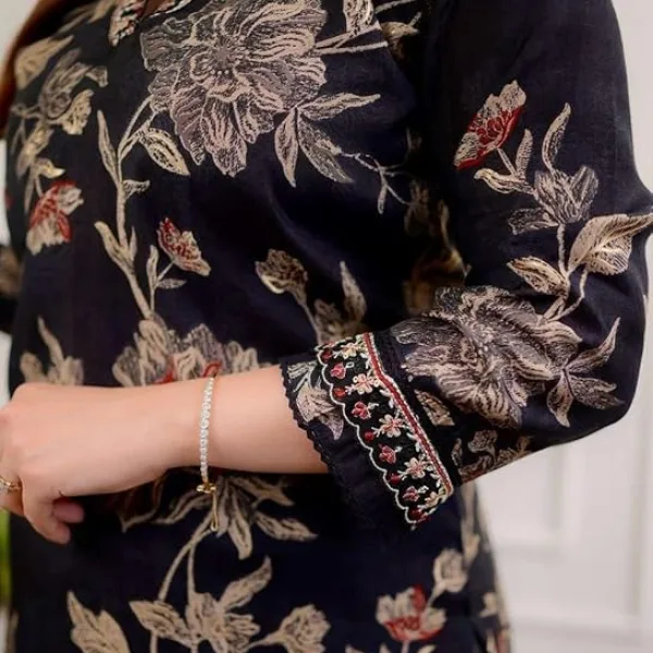 Women's Cotton Floral Printed Straight Kurti with Afghani Style Pant and Dupatta Set