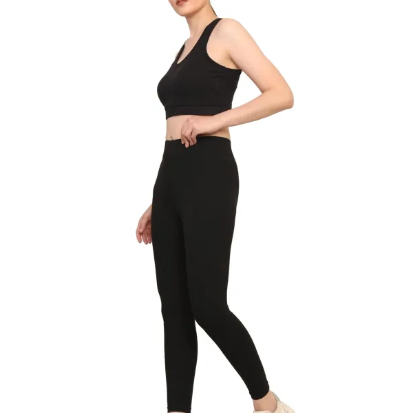 Black High Waist Cotton Yoga Pants Stretchable Gym Tights