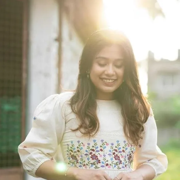 Women's Cotton Floral Embroidery Anarkali Kurti