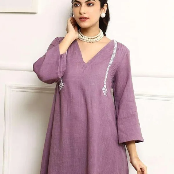 Women's Cotton Embroidered Straight Kurta & Pant with Dupatta Set