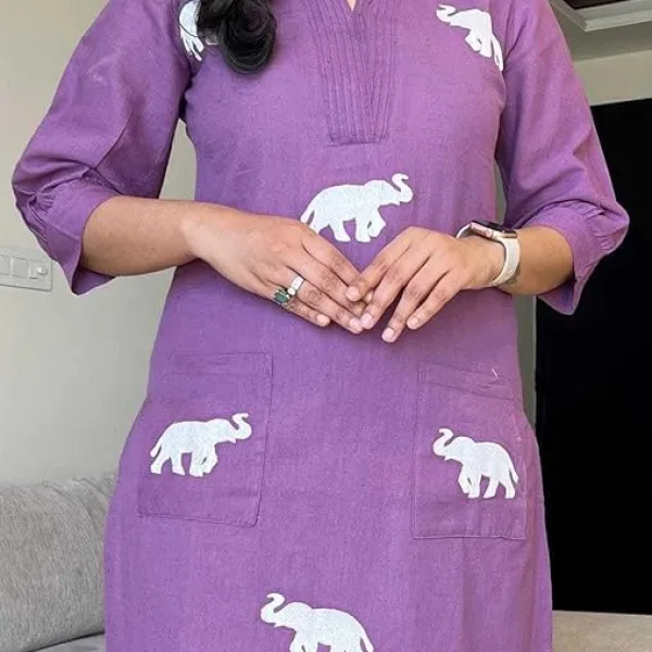 Women's Cotton Printed Straight Kurti with Pant and Dupatta Set