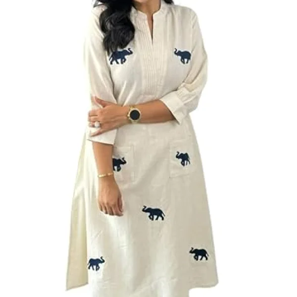 Women's Cotton Printed Straight Kurti with Pant and Dupatta Set