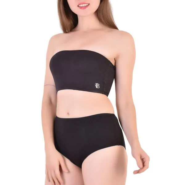 Black Bamboo Fabric Tube Top for Women Soft Daily Wear