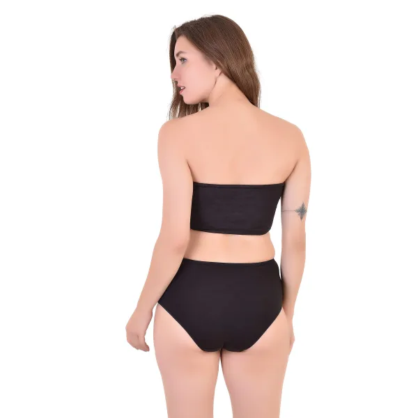 Black Bamboo Fabric Tube Top for Women Soft Daily Wear