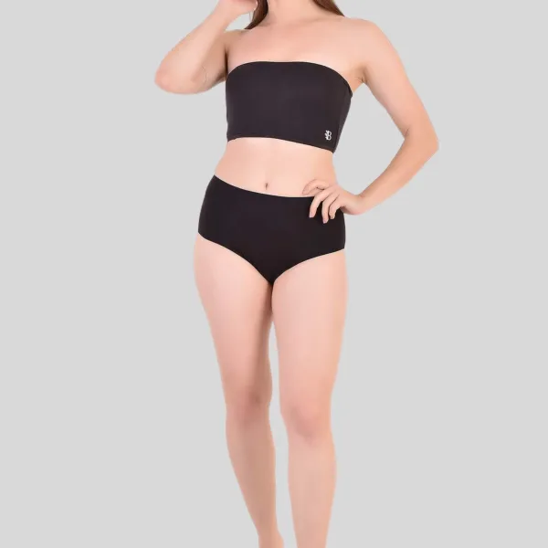 Black Bamboo Fabric Tube Top for Women Soft Daily Wear