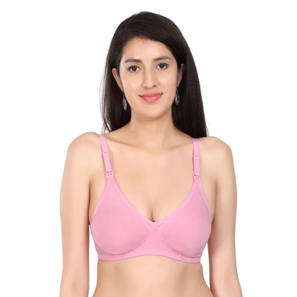 Baby Pink Bamboo Fabric Nursing Bra for Breastfeeding Women