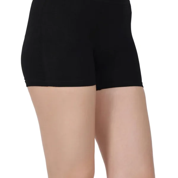 Bamboo Fabric Mid Rise Shorts Black Gray Pack of 2 for Women