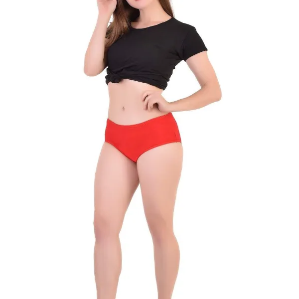 Bamboo Fabric Mid Rise Panty Red Black Pack of 2 for Women