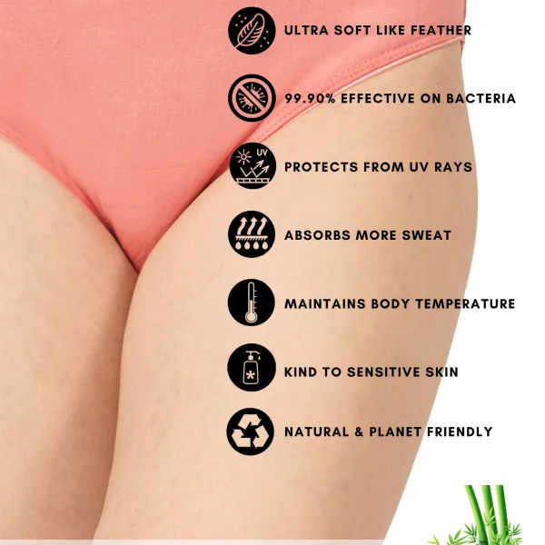 Bamboo Fabric Low Waist Underwear Peach Black Pack of 2