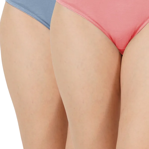 Bamboo Fabric Low Waist Underwear | Peach and Blue | Pack of 2
