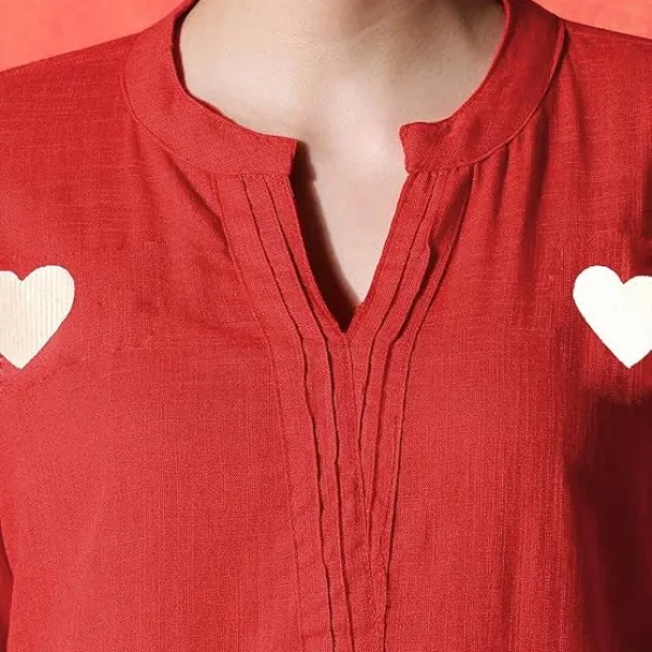 Women's Cotton Embroidered Straight Kurti with Pant Set