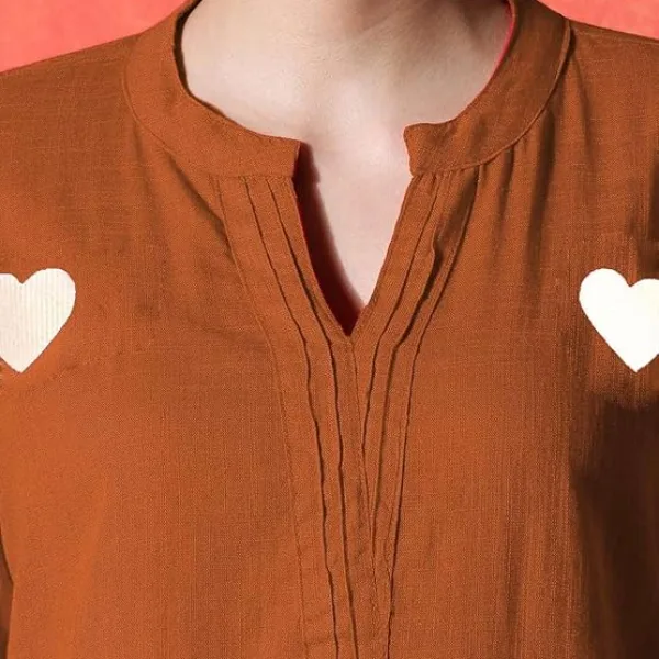 Women's Cotton Embroidered Straight Kurti with Pant