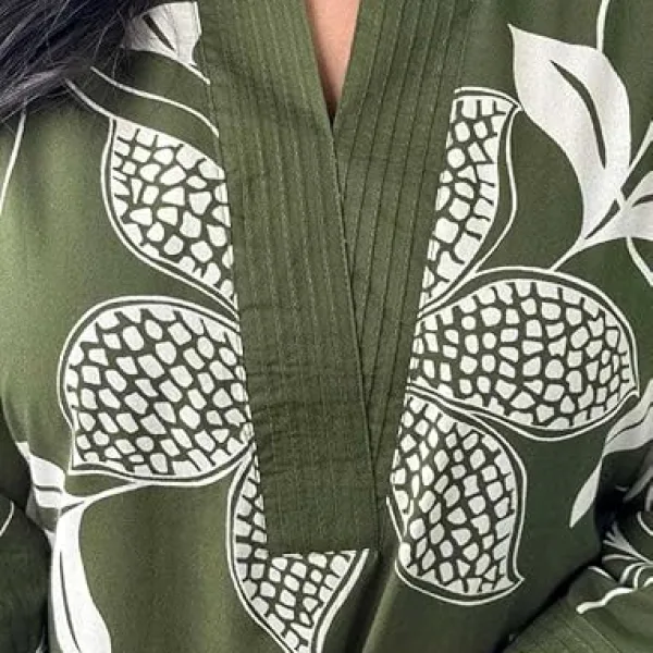 Women's Cotton Floral Printed Straight Kurti Pant Set for Daily Use