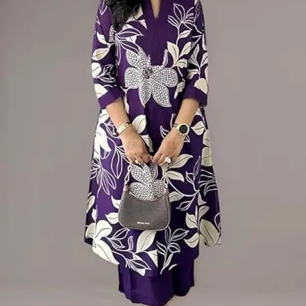 Women's Cotton Floral Printed Straight Kurti with Pant Set