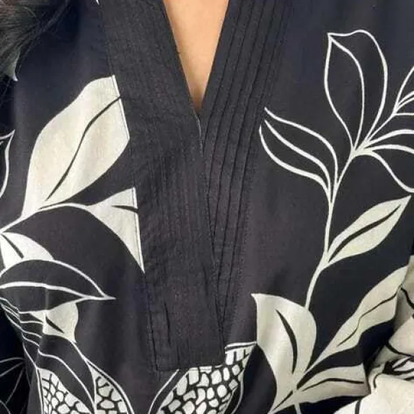 Women's Cotton Floral Printed Straight Kurti with Pant Set