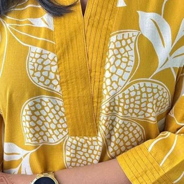 Women's Cotton Floral Printed Straight Kurti with Pant Set