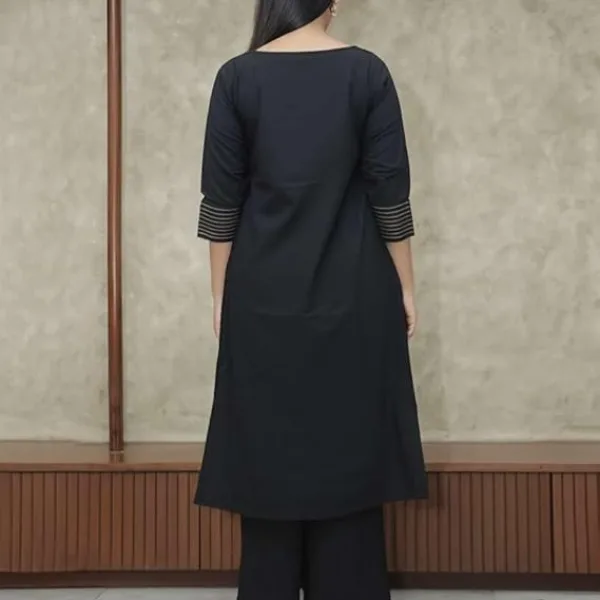 Women's Cotton Embroidered Straight Kurti Pant Set for Daily Wear