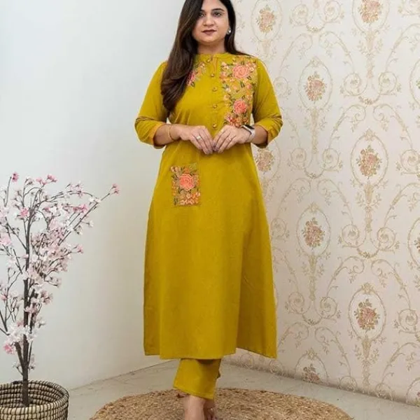 Women's Cotton Printed Straight Kurti with Pant