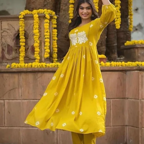 Women's Cotton Hand Block Printed Anarkali Kurti