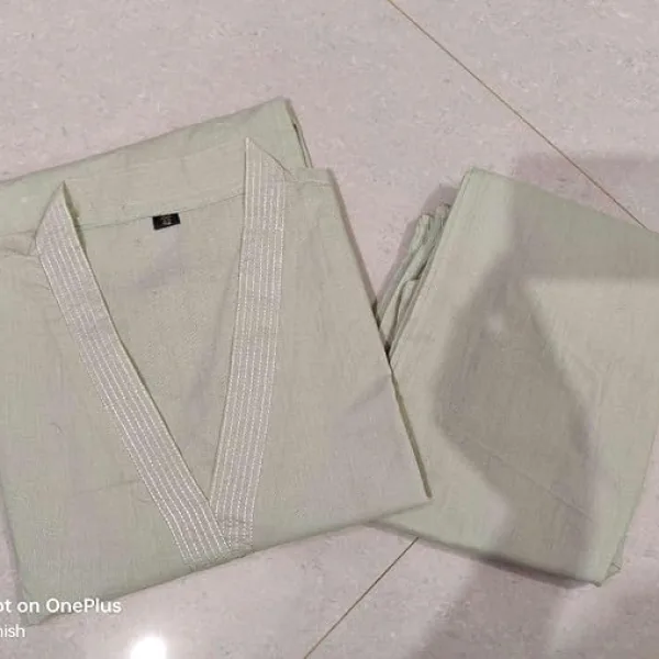 Womens Cotton Plain Kurti Pant Co Ord Set A Line Straight Fit