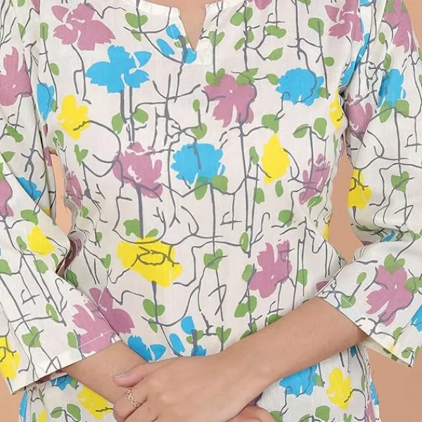 Women's Cotton Floral Printed Short Straight Kurti