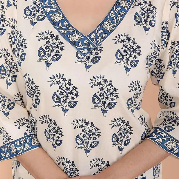 Women's Cotton Block Printed Short Straight Kurti